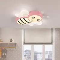 LED Deckenleuchte Kinderzimmer, Bienen-Design, dimmbar mit Fernbedienung, Kinderzimmerlampe, 60cm, Rosa
