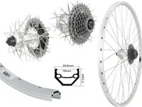 Aggro-X 28 Zoll Hinterrad V-Profil 19-622 Laufrad Disk 6-Loch Felgenbremse + 8 Fach Zahnkranz 24 Gang
