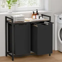 Koš na prádlo VASAGLE 2 přihrádky, s policí, výsuvný, odnímatelný, 2 x 46 l