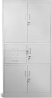 Büroschrank Aktenschrank Tresor Schubladen Geheimfach Stahlblech 185 cm x 90 cm x 40 cm (H x B x T) Farbe: Grau