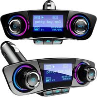 Bluetooth FM Transmitter für Auto USB Radio Adapter KFZ MP3 Freisprecheinrichtung mit QC 3.0 Dual Ladegerät Blau Leuchte Drahtloser Kfz-Empfänger