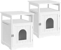 Yaheetech 2er Set Katzenschrank für katzentoilette, Katzenhaus, Katzenklo Schrank, katzenschrank Katzentoilette mit offene Ablage, Beistelltisch, 52 × 49 × 64,5 cm