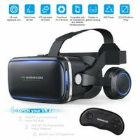 VR Brille mit Kopfhörern Virtual Reality Headset 3D VR Headset Brille für 3D Filme Videospiele Kompatibel mit 4,7-6,6 Zoll Smartphones