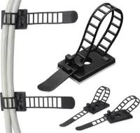 100er Pack Selbstklebende Kabelbinder - Farbe schwarz - Verstellbare Kabelhalter - Kabelschellen Kabelklemme - Kabelbefestigung für Auto, Büro, Zuhause, Garage - Kabelclip mit Klebepad - 100 Stück Set