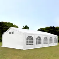 TOOLPORT Partyzelt Festzelt 5x10 m in weiß Professional PE Plane 550 N Wasserdicht UV Schutz mit BODENRAHMEN