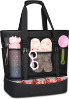 RAINSMORE Strandtasche XXL Familie mit Reißverschluss 42L Badetasche Damen Groß - Wasserdicht für Shopper Strand Pool Fitnessstudio