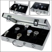 Uhrenkoffer Uhrenbox für 18 Uhren Aluminium Samt ROT 