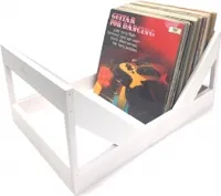 LP Vinyl Schallplatten Holzkiste dekorative Box für 100 Stück weiß