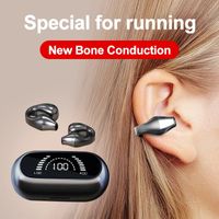 Knochenleitungskopfhörer Bluetooth 5.2 Ohrclip am Ohrring Drahtlose Kopfhörer Sport-Headsets Ohrbügel mit Mikrofon, Schwarz