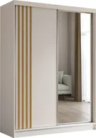 Masseno Schiebetürenschrank NELVIA 160 cm Kleiderschrank Schlafzimmer Schrank 2-türig mit Spiegel und Lamellen Weiß