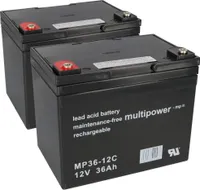 Ersatzakku für Shoprider Portas 2x Multipower 12V - 36Ah Zyklenfest AGM VRLA