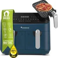 TurboTronic Heißluftfritteuse XXL doppel Airfryer 1600W / 9L (2x 4,5L Kammer) 12 Programme digitale Heißluft Fritteuse ohne Fett Öl Dual Luftfritteuse Air Friteuse Power