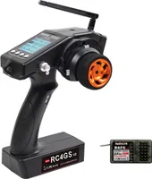 RC4GS V3 Fernbedienungssender mit R6FG Gyro-Empfaenger, 2,4 GHz 5-Kanal-Fernbedienung mit 30 Modellspeicher fuer ferngesteuerte Crawler, Driftautos, Buggy-Autos, Boote