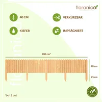 Dekorativní dřevěný zahradní plot, přírodní, 200x40 cm