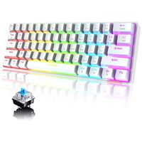 Gaming-Tastatur Mechanischer Regenbogen-Licht Mini 61 Schlüssel Bluetooth /USB-C (Weiß-Blau Schalter-Regenbogen)