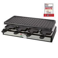 Clatronic®️ Raclette 8 Personen mit abnehmbarer Grillplatte | Grill mit Antihaftbeschichtung | mit Cool Touch-Gehäuse | sicherer Stand | RG 3757