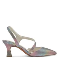 MARCO TOZZI Damen Slingpumps geschwungener Absatz Fersenriemen Bunt 2-29618-42, Größe:39 EU, Farbe:Mehrfarbig