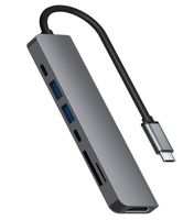 Rolio USB-C-Hub - 4K HDMI - SD&TF-Kartenleser - 2x USB 3.0 - 2x USB-C - USB-C-Laden - Universal - MacBook Pro / Air / iPad Pro / Galaxy / HP / Dell / Lenovo
