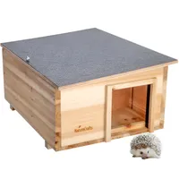 NatureCrafts domeček pro ježky 45x34x20cm - 1,5 cm silné stěny (FSC dřevo) - zcela vodotěsný a odolný proti povětrnostním vlivům - Větrání - Vyvýšená konstrukce s nožičkami