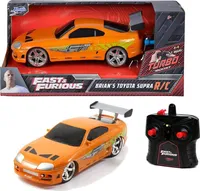 Jada Toys Fast & Furious RC Auto Brian's Toyota Supra, ferngesteuertes Auto mit 2-Kanal Funksteuerung, Turbofunktion, fährt vorwärts-rückwärts, links-rechts, Maßstab 1:24, ab 6 Jahren, orange