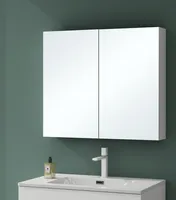 Mai & Mai Spiegelschrank mit 2 Spielgeltüren Badezimmerschrank Hängeschrank Badezimmerspiegel BxTxH 80x15x70 cm Weiß matt Spiegelschrank-02