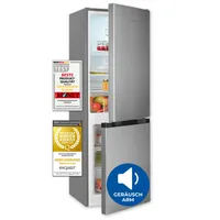 Exquisit Kühl-Gefrierkombination KGC5231-60-E-050C inoxlook | 157 l Nutzinhalt | 4-Sterne-Gefrieren | Alarm