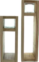 Windlichtsäule Wood 2er Set Kerzenständer Kerzenhalter Teelichthalter Dekoration