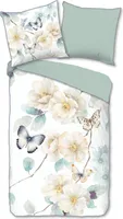 Descanso Blumen und Schmetterlinge Bettwäsche 200 X 200 cm + 2- 80 X 80 cm 100% Baumwolle/ Satin