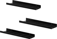 EUGAD Wandregal 3er Set, aus Metall, schwebendes Regal, Schwarz, 43x3x9,9 cm