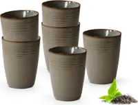 Kaffeetassen 6er Set Steingut modern Vintage ohne Henkel