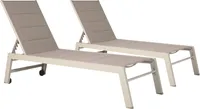2er Set Sonnenliegen BARBADOS aus taupefarbenem Textilene - Aluminium taupefarben