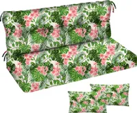 Hollywoodschaukel Auflage, 185x50x50, Glatt-Pik, Gartenbankauflage Sitzkissen Rückenkissen Matratze, Palm Hell [133]
