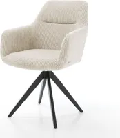 DELIFE Esszimmerstuhl Pejo-Flex Cord Beige Kreuzgestell kantig Schwarz Taschenfederkern