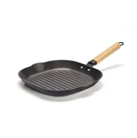 Gusseisen-Grillpfanne mit Wabenmuster 28 cm - Schwarz