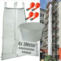 Žlab na suť 12 m | Flexibilní hadice 4 X 3 m, vysoká stabilita, snadná instalace | Žlab na suť včetně násypky a 4× napínacího pásu