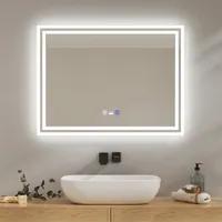Kúpeľňové zrkadlo EMKE LED so senzorom pohybu 80x60cm s dotykovým ovládaním, bez zahmlievania, 3 farby svetla, stmievateľné, 1 hodina automatického vypnutia IP44 - úspora energie