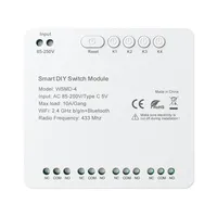 Inteligentní spínací modul Tuya WiFi, kompaktní časové ovládání pro domácnost, hlasové ovládání, bezdrátové dálkové ovládání APP, 4-kanálový spínací modul, kompatibilní s Google Home a Amazon Alexa