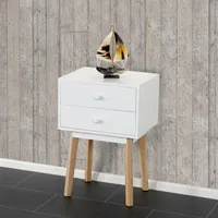 Kommode Malmö T271, Beistelltisch Nachttisch Schrank, Retro-Design 59x40x30cm  Schublade weiß
