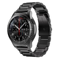 Edelstahl Armband 22mm kompatibel mit Samsung Galaxy Gear S3 / Gear 2 in SCHWARZ - Ersatzarmband / Huawei Watch GT / Watch 2 PRO / Ticwatch PRO / Pepple Time / Amazfit Pace uvm.
