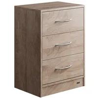 CASARIA® Nachttisch Eiche 3 Schubladen Kabelführung Wandbefestigung Boxspringbett Schlafzimmer Nachtschrank Nachtkonsole Nachtkommode Holz 54x39x28cm