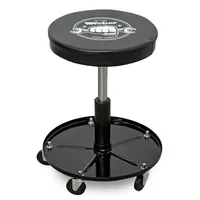 Weber Werkstatthocker höhenverstellbar mit Rollen bis 135 kg schwarz fahrbar Rollhocker Hocker mit Ablage Arbeitshocker Drehhocker Stuhl Sitz