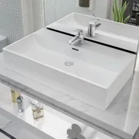 vidaXL Umývadlo s otvorom na batériu Keramika biela 76x42,5x14,5 cm