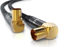 Primewire Anténny kábel 90° uhlový, koaxiálny, TV kábel, RF, IEC, HDTV, 4-cestné tienenie, 75 Ohm, 120dB - 0,5 m