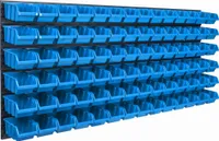 Lagersystem Wandregal 1728 x 780 mm | 84 stck. Box | Stapelboxen Schüttenregal Sichtlagerkästen | Extra Starke Wandplatten | Regal Erweiterbar | Werkstattregal Lagerregal Werkstattwandregal Steckregal