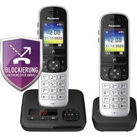 Panasonic KX-TGH722GG Duo schwarz DECT Schnurlos Telefon mit Anrufbeantworter