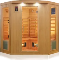 Dewello Infrarotkabine Infrarotsauna HALEY 160cm x 160cm inkl. Vollspektrumstrahler, Bodenstrahler und Zubehör