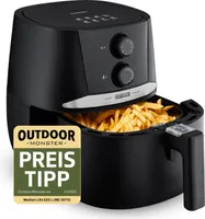 MEDION E20 L Heißluftfritteuse (3,2 Liter Frittierkorb, ca. 1400 Watt, einfache Bedienung, ölfreies Frittieren, 30 Min Timer, Überhitzungsschutz, MD10711) schwarz