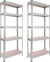 AREBOS sada 2 polic pro vysoké zatížení | 180x75x30 cm | nosnost 350 kg | 5 MDF desek | snadná montáž pomocí zásuvného systému Police Úložný regál Police do sklepa