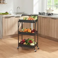Rollwagen 'Vörå' Servierwagen mit 3 Ebenen 88x45x30cm Schwarz
