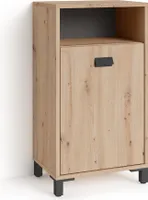 byLIVING Seitenschrank Wellness, Breite 42 cm, mit einem offenen Fach und einer Tür, in Eichen-Optik, Griff schwarz
